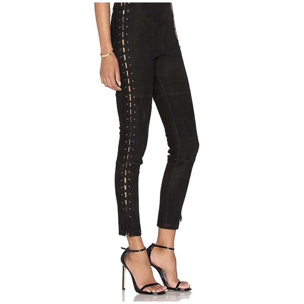Revolve LPA Side Stitch High Waist Lace-up Side Pants Black XS